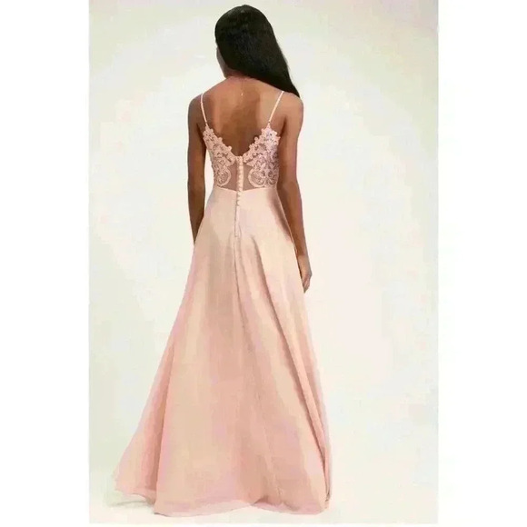 Lulu’s Romantic Ways Blush Pink Lace Button Back Maxi Dress M - Picture 4 of 9